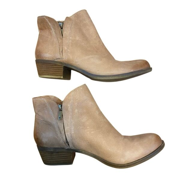 Lucky Brand Brenon size 8.5 zipper side booties brown tan - Picture 3 of 9